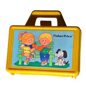 1990 Fisher Price Yellow Lunch Box W/ Thermos Bologna Sandwich Apple Cookie 2143